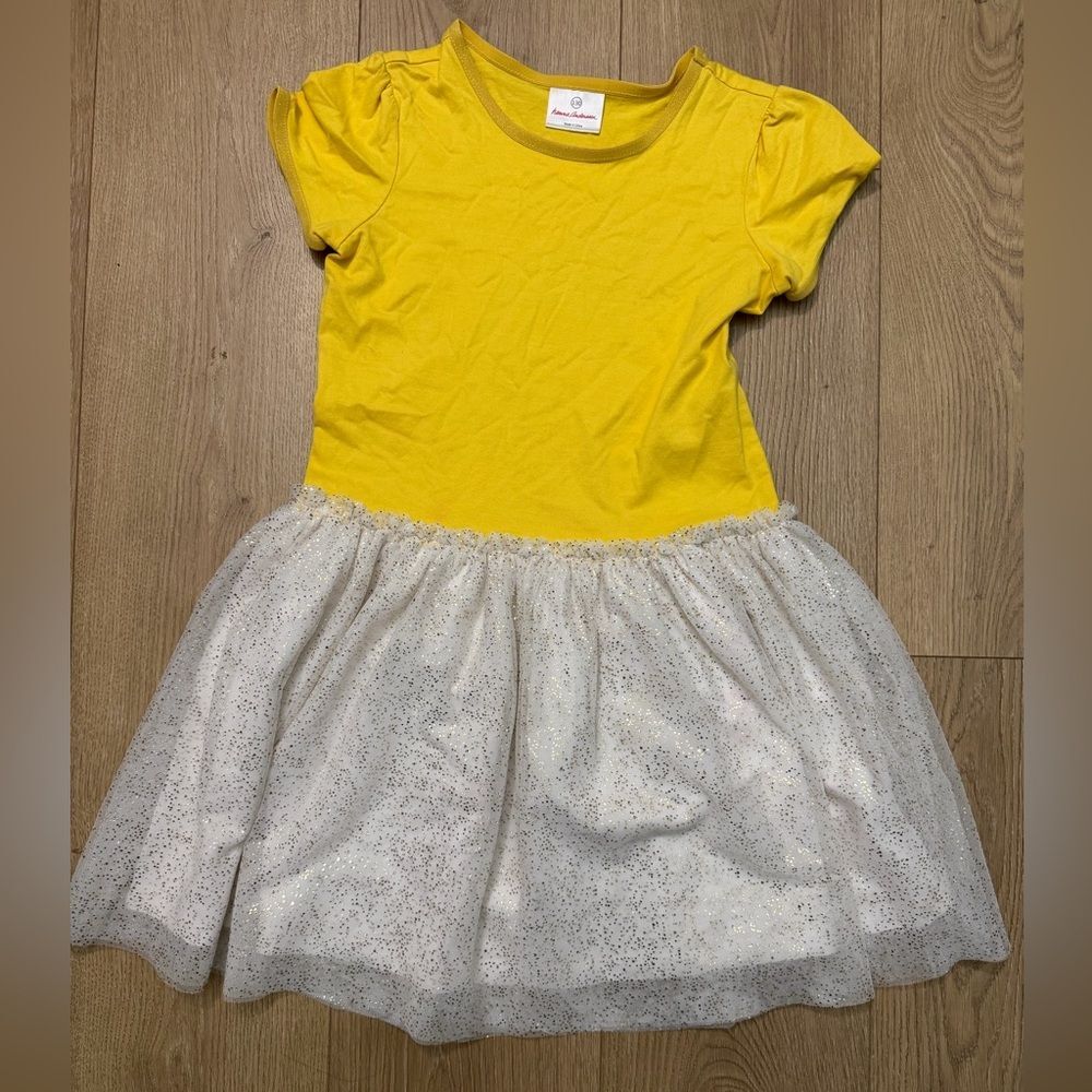 Yellow and White gold Glitter Dress Hanna Andersson